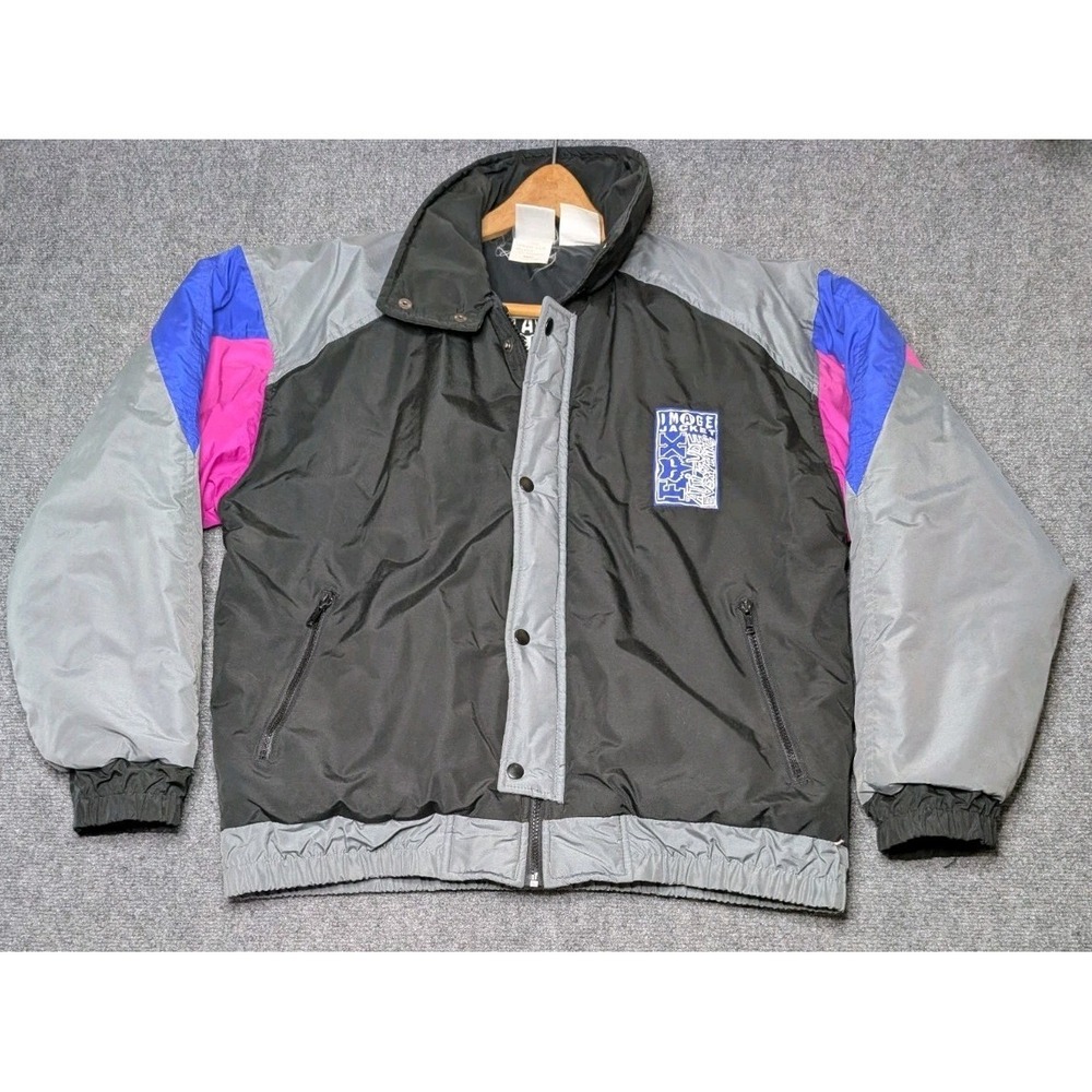 Vintage Fox Image Racing Motocross Motorcycle Color Block Jacket Coat Mens Small